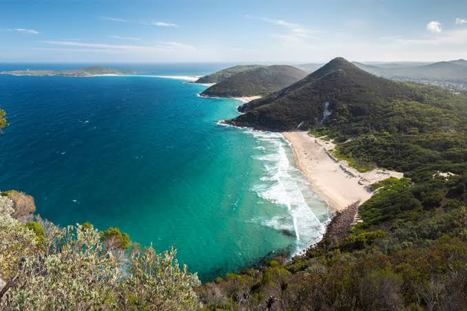 Zenith Beach and the Port Stephens coastline from Tomaree Head